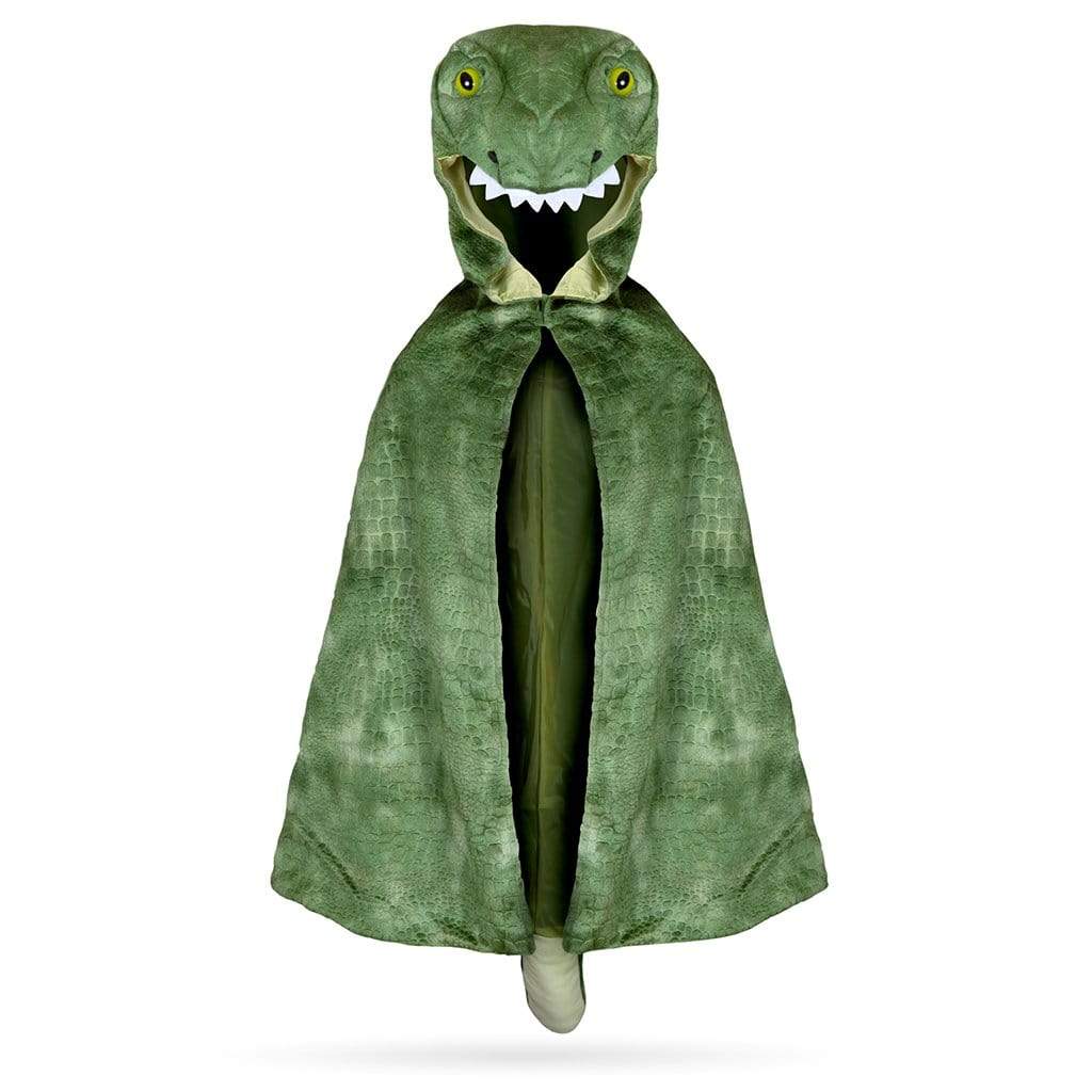 T. rex Hooded Dinosaur Dragon Cape, Halloween Costume Cloak, Green