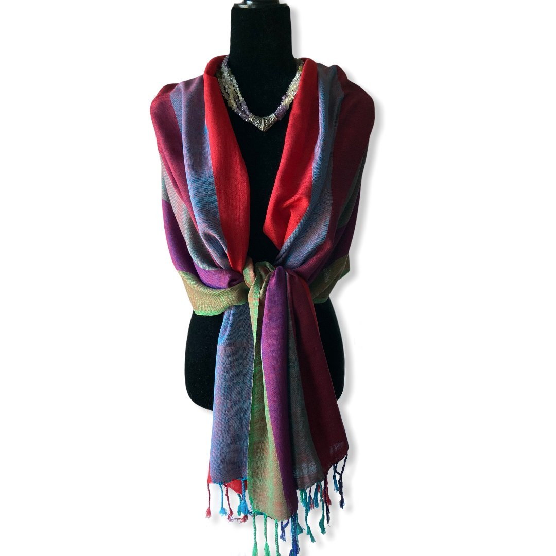 Handwoven Egyptian Scarf- Purple, Violet, Olive