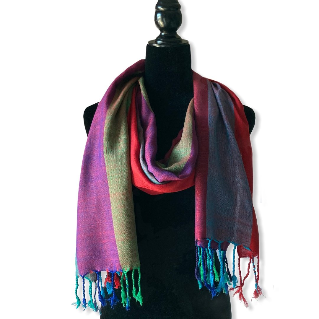 Handwoven Egyptian Scarf- Purple, Violet, Olive