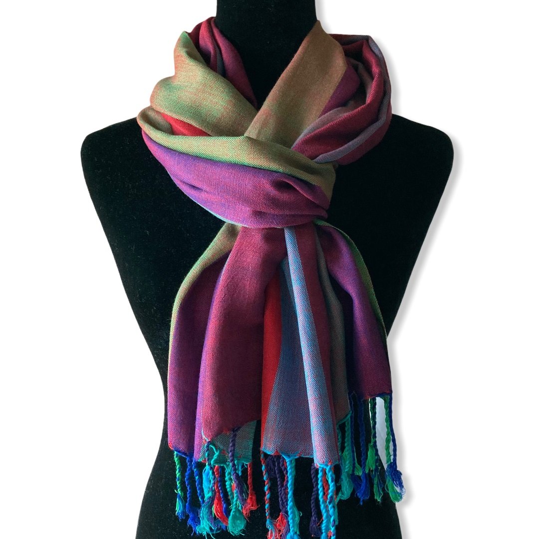Handwoven Egyptian Scarf- Purple, Violet, Olive