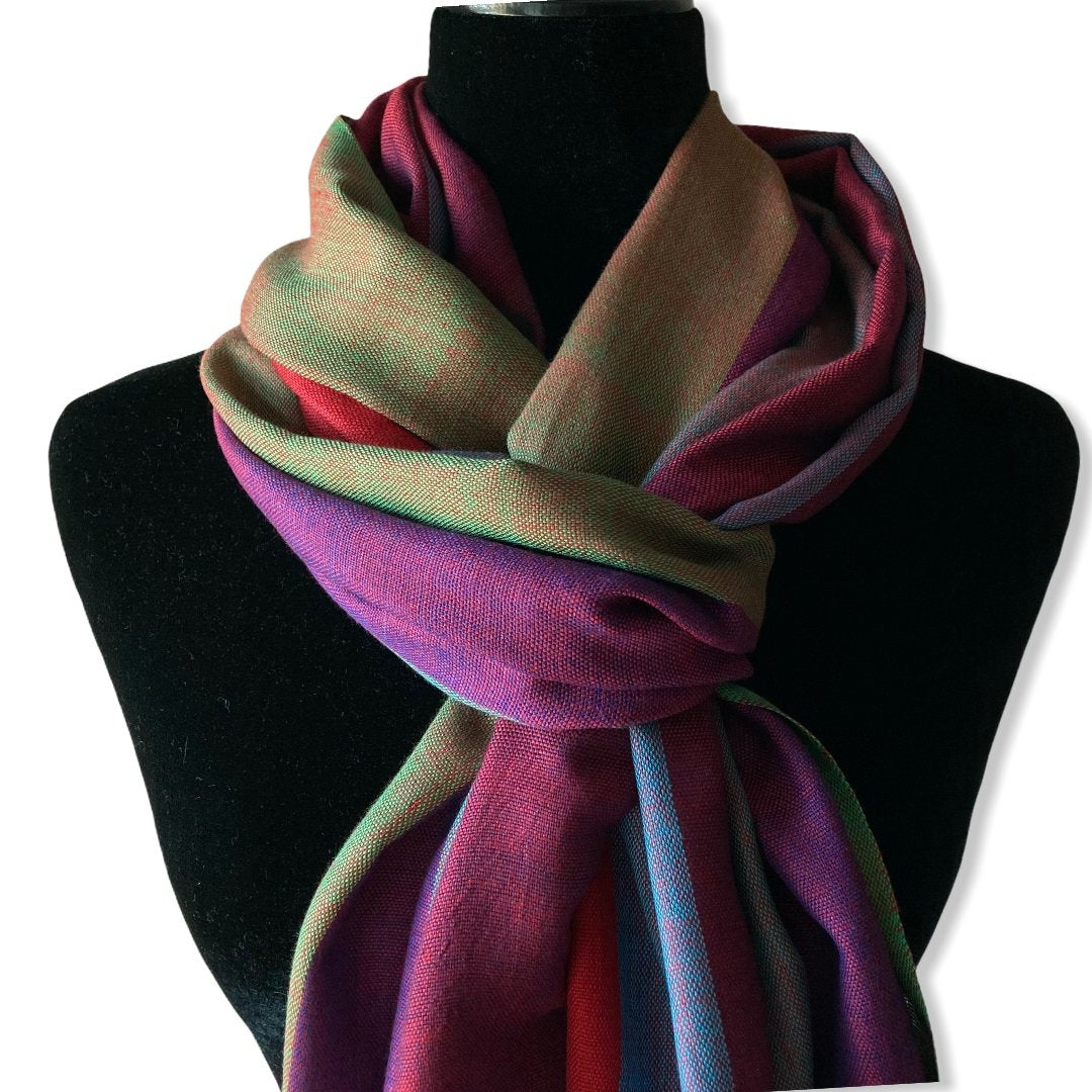 Handwoven Egyptian Scarf- Purple, Violet, Olive