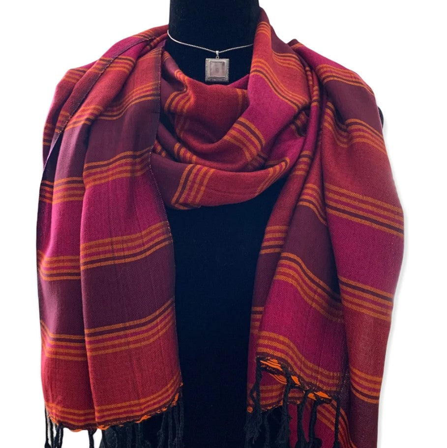 Horizontal Stripe Fuchsia & Plum Scarf