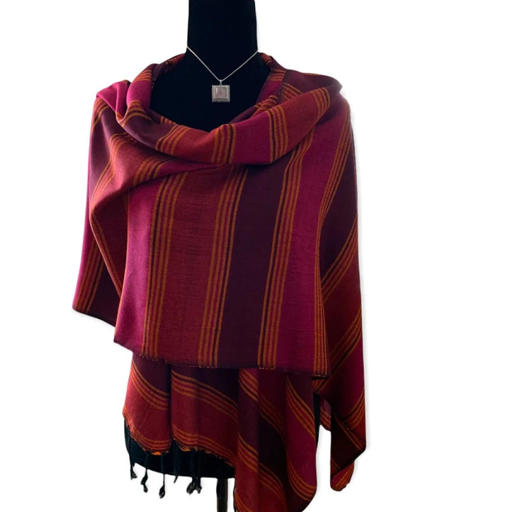 Horizontal Stripe Fuchsia & Plum Scarf