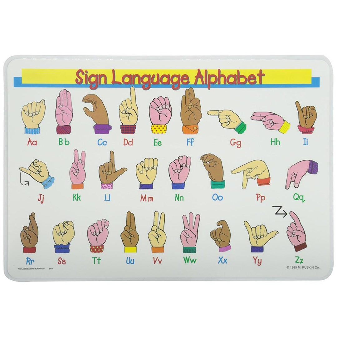 American Sign Language Alphabet Placemat