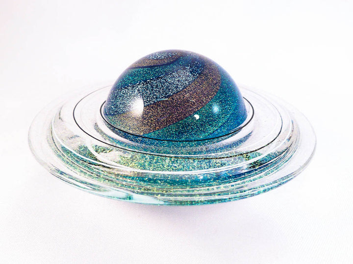 Rings of Saturn Art Glass Paperweight