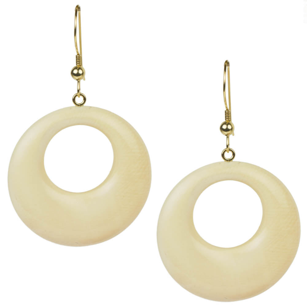 Circle Cut Out Mammoth Fossil Earrings
