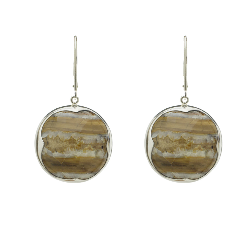 Round Drop Mammoth Tooth Earrings