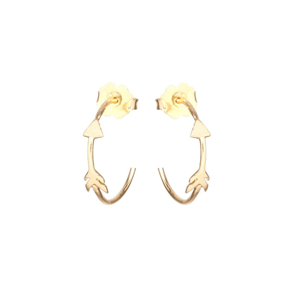 Tiny Gold Arrow Hoop Earrings