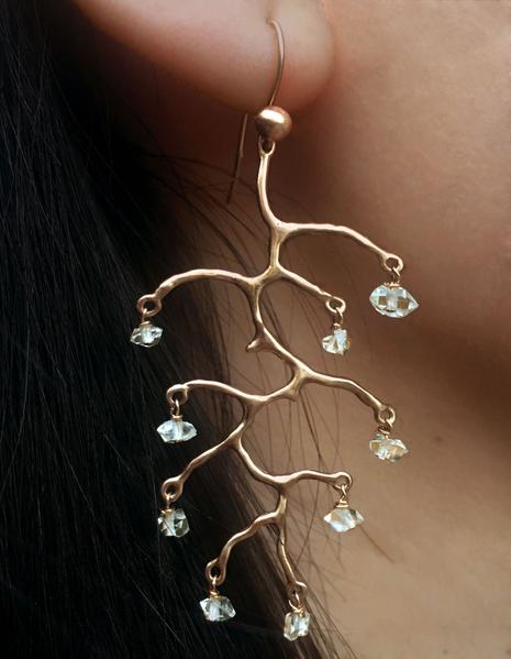 Herkimer Diamond Staghorn-Styled Earrings