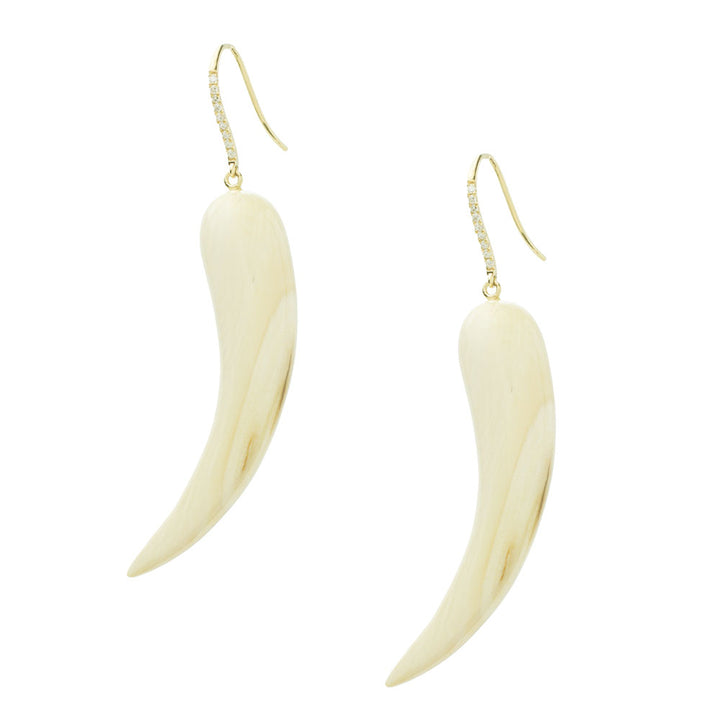 Curved Tusk and Diamond Earrings