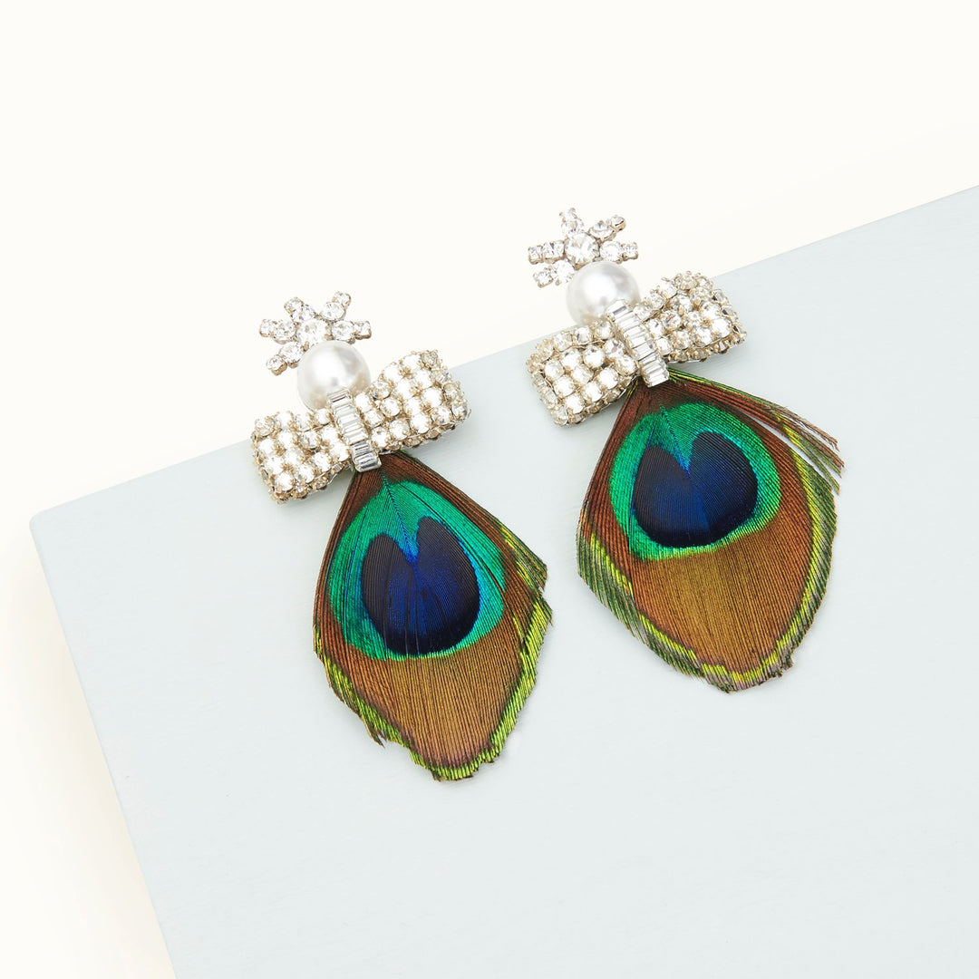 Peacock Lux Earrings, Blue Green