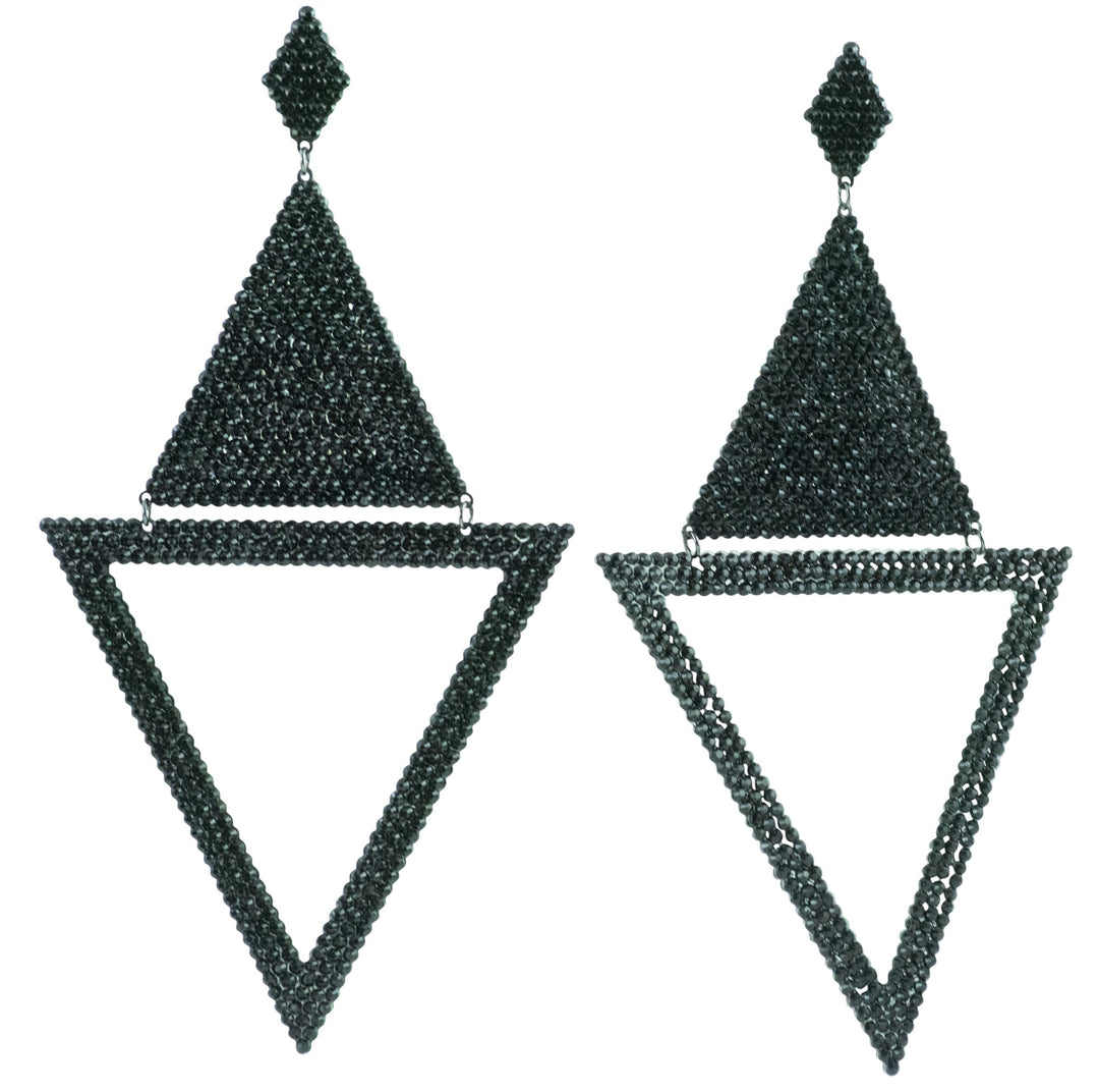 Black Micro Crystal Jumbo Earrings