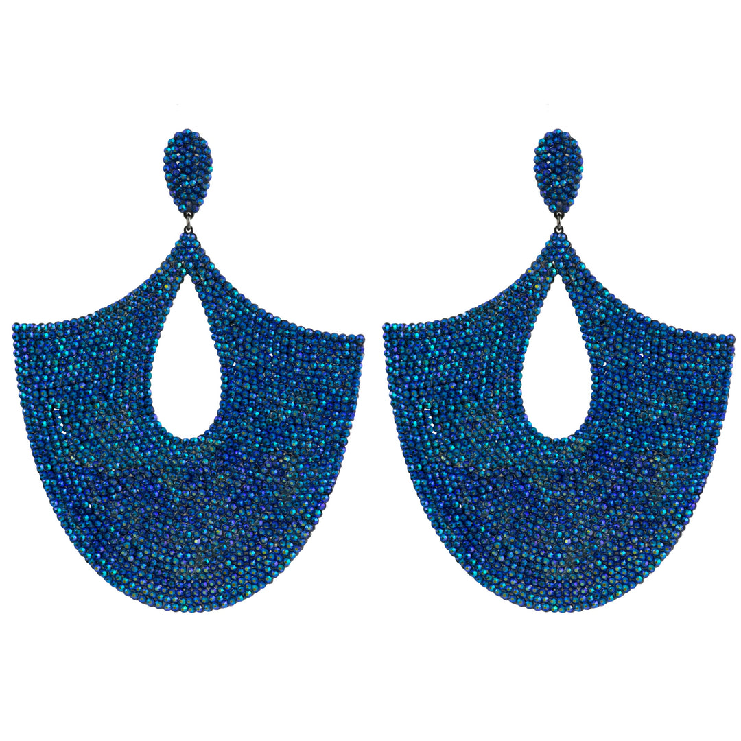 Blue Micro Crystal Jumbo Earrings