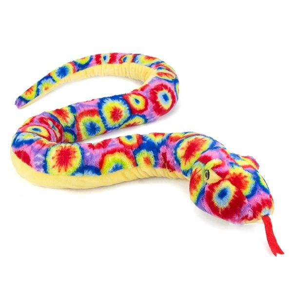 60" Tie Dye Stuffed Snake, Plush Animal Toy