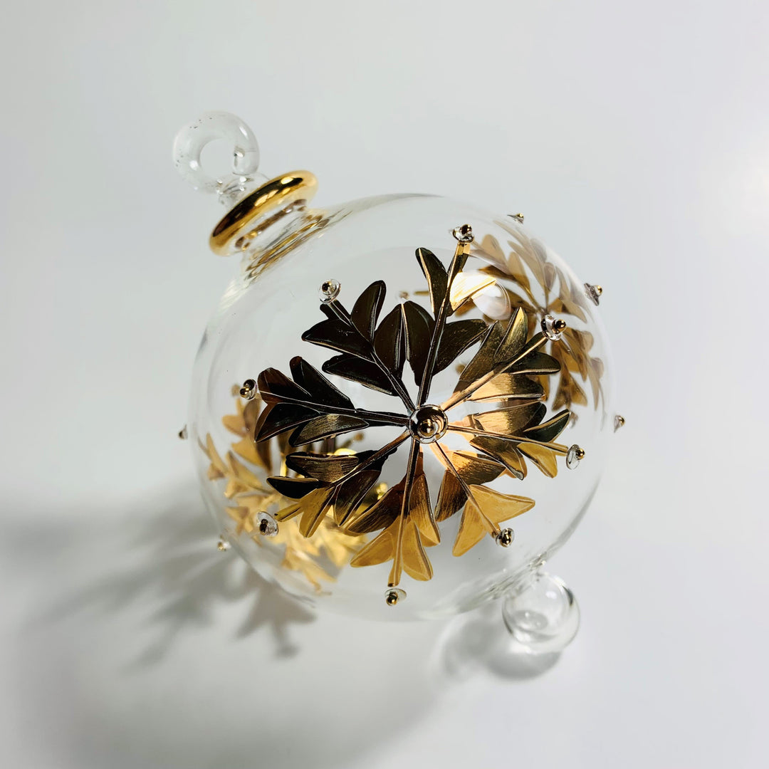 Egyptian Blown Glass Ornament- Gold Snowflake