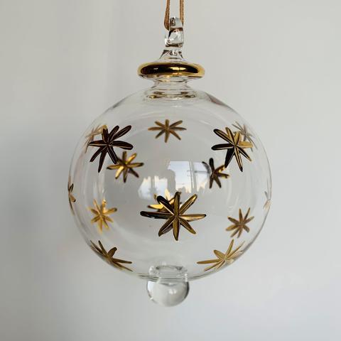 Egyptian Blown Glass Ornament- Gold Stars