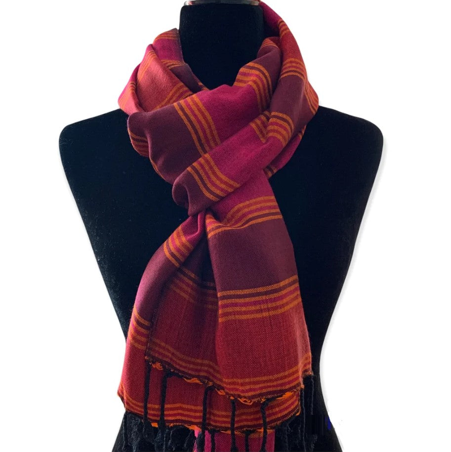 Horizontal Stripe Fuchsia & Plum Scarf