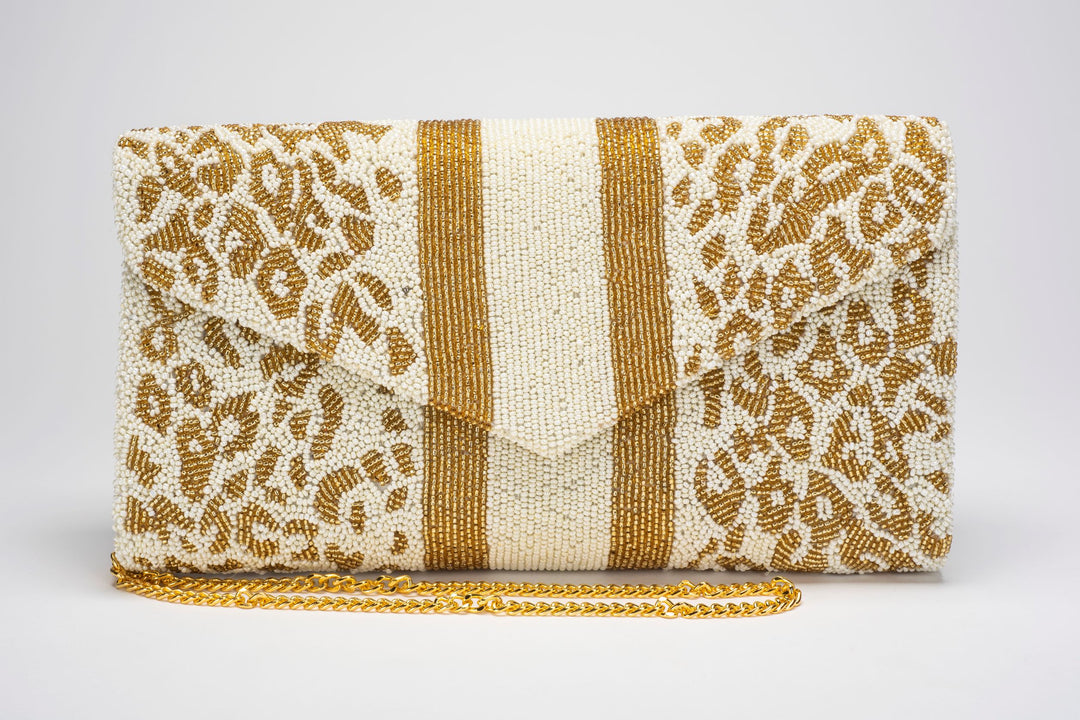 Ivory and Gold Envelope Clutch