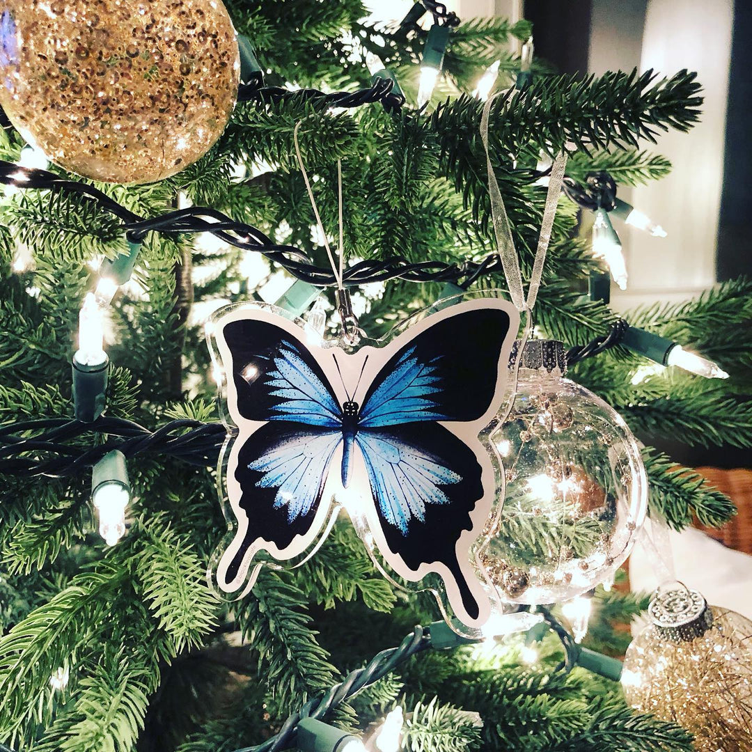 Blue Ulysses Butterfly Acrylic Ornament