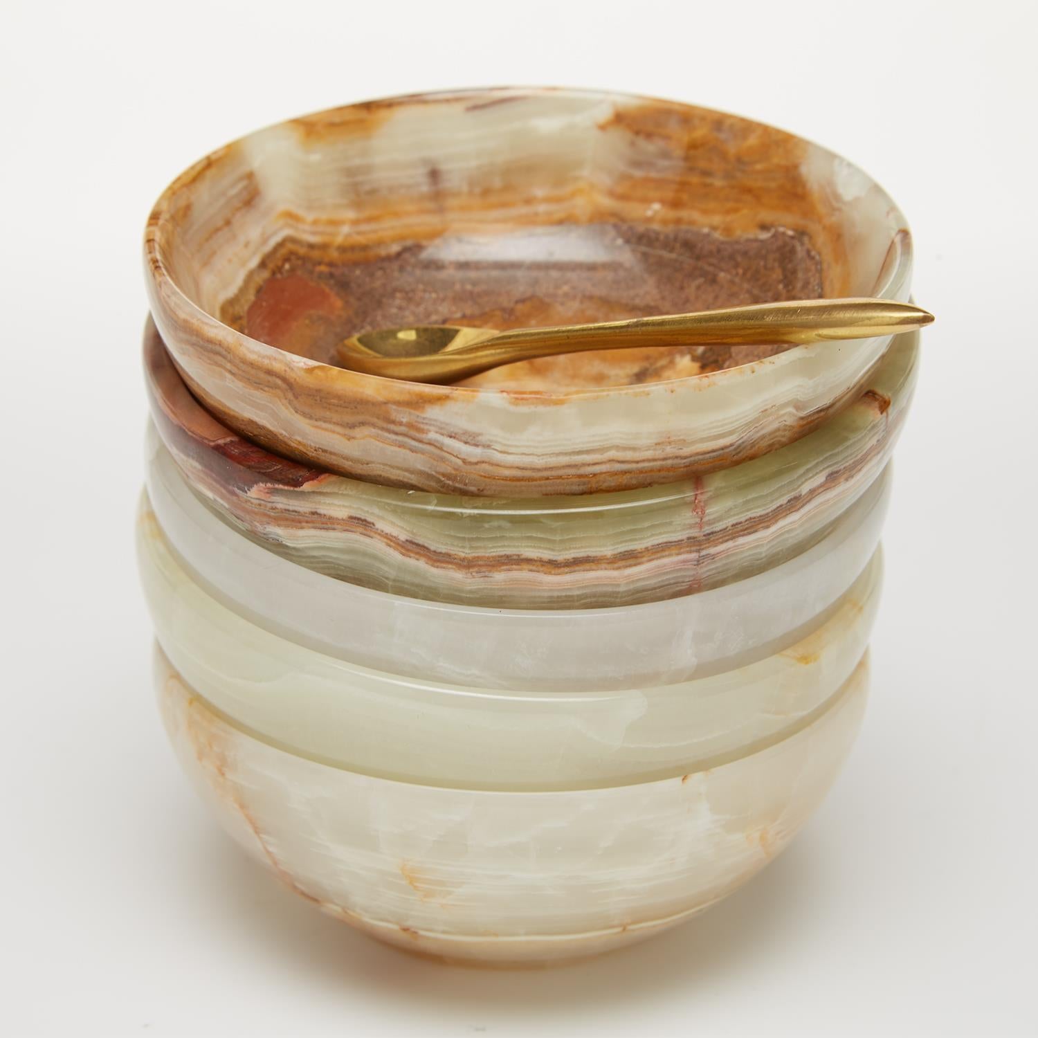 Onyx-Marble Bowl with Golden Spoon