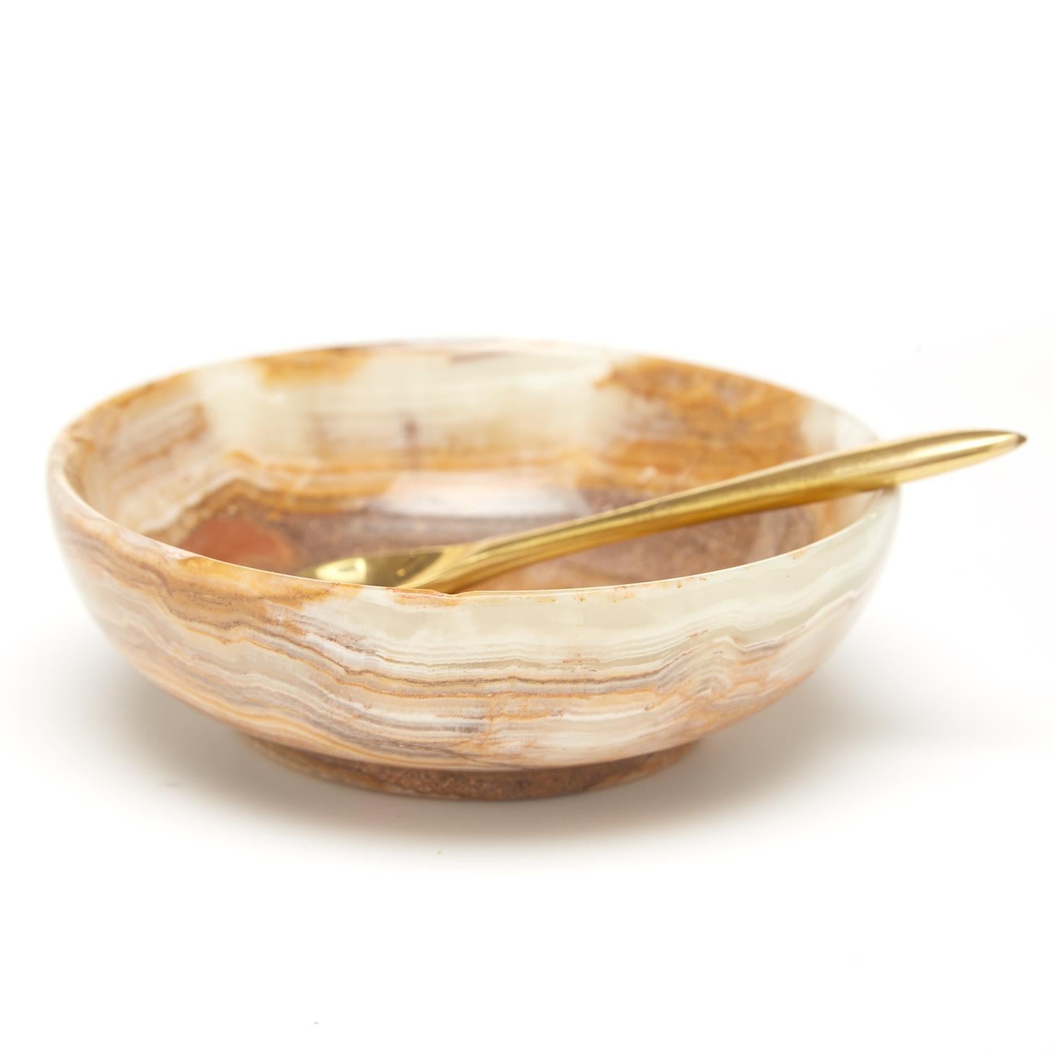 Onyx-Marble Bowl with Golden Spoon
