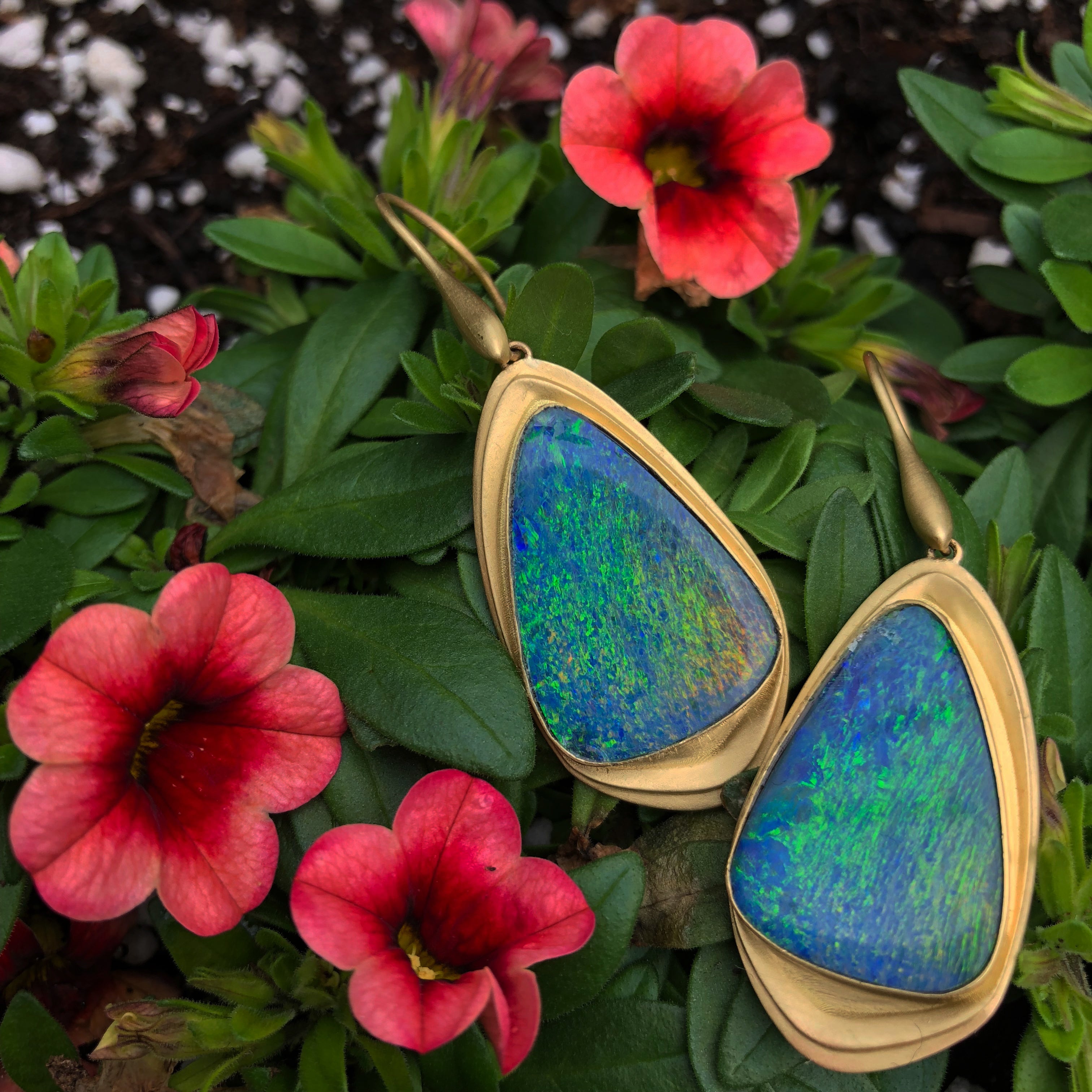 Azores Triangle Opal Earrings