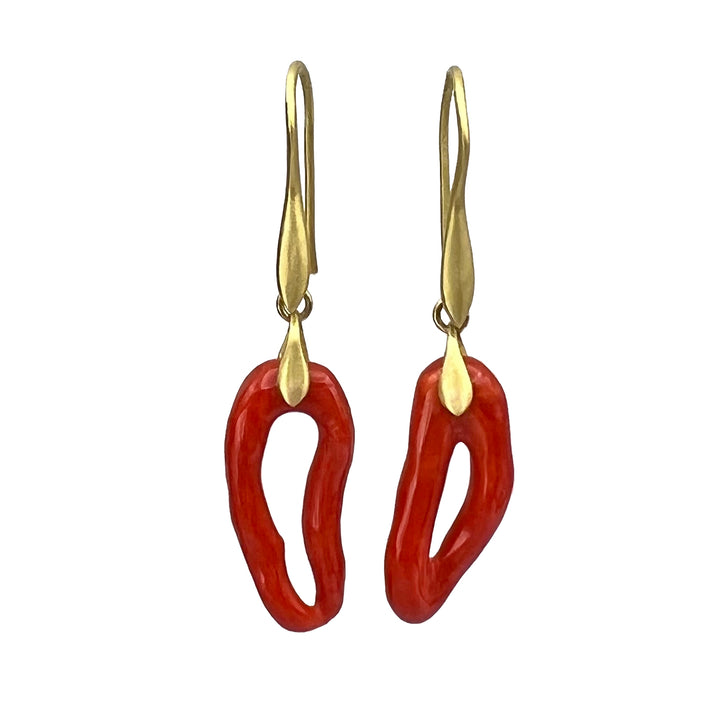 Red Coral Loop Earrings