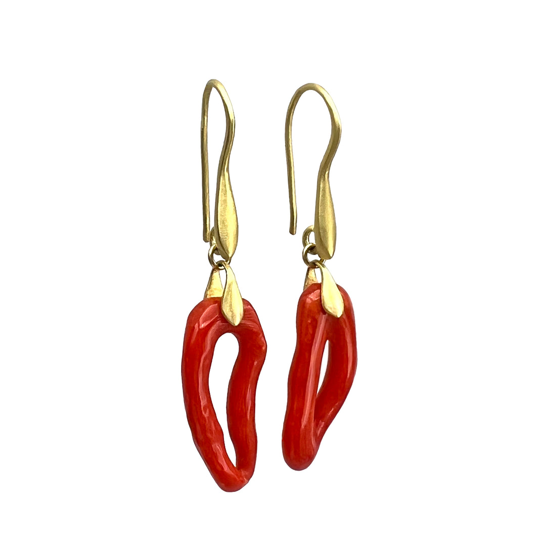 Red Coral Loop Earrings