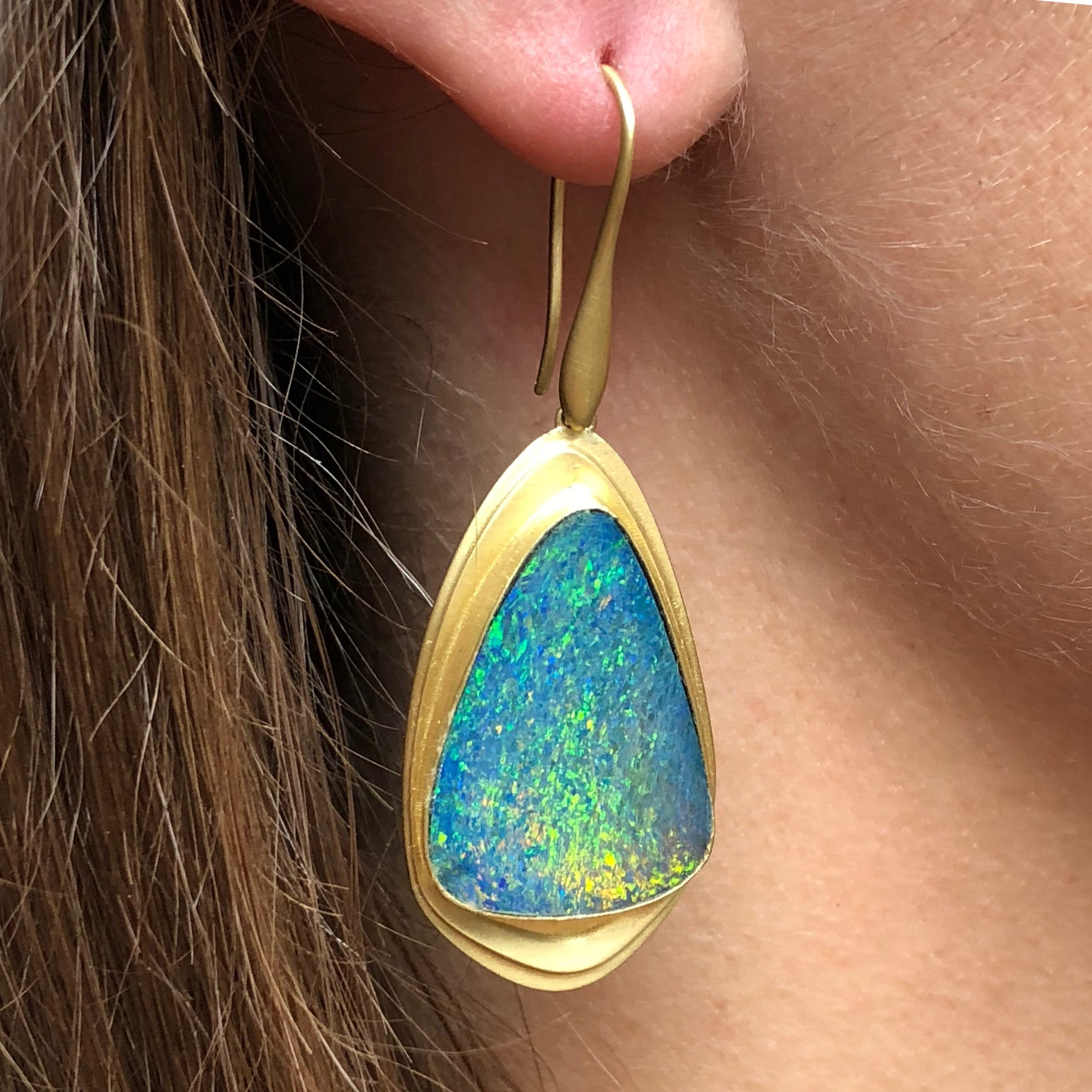 Azores Triangle Opal Earrings