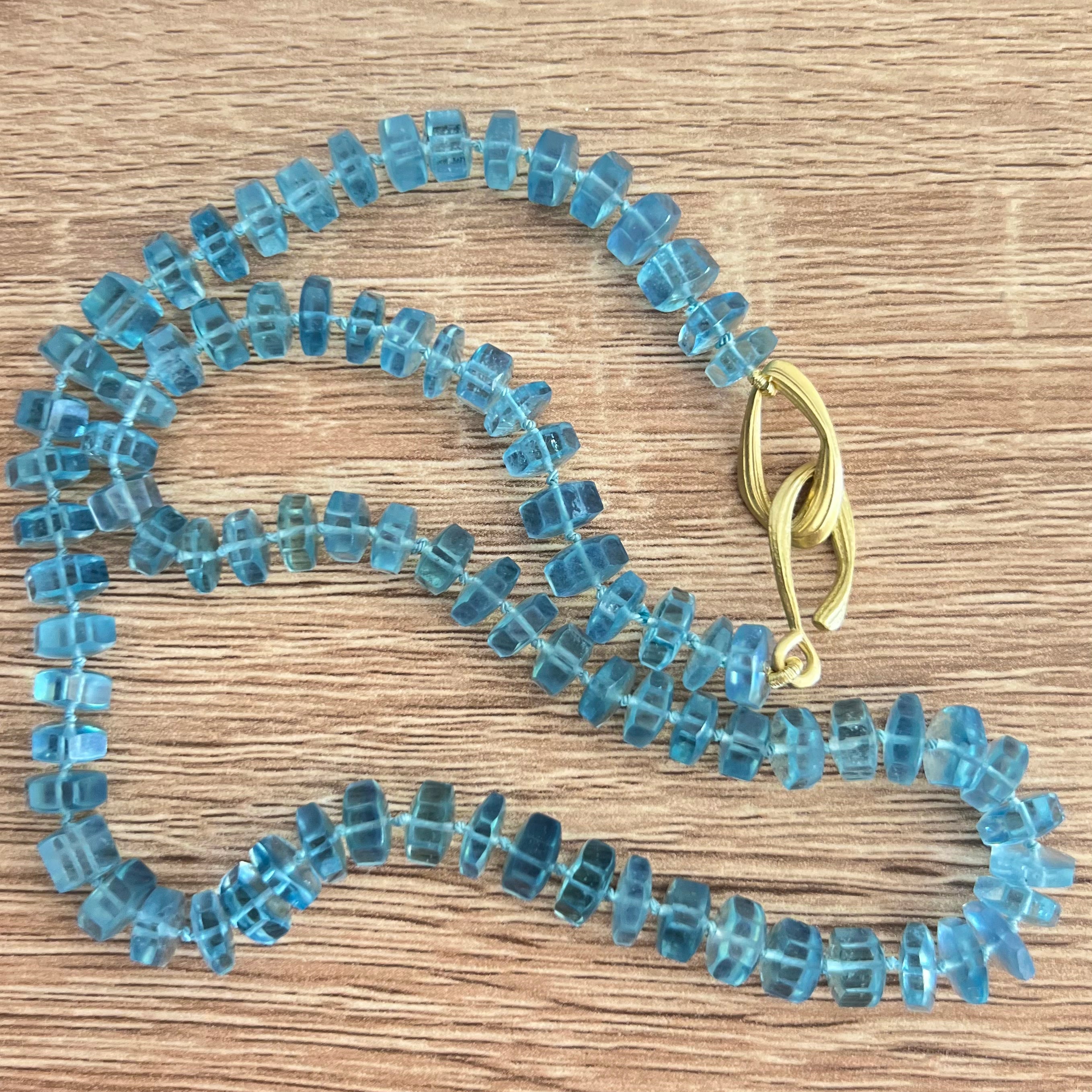 Hexagonal Bead Aquamarine Necklace