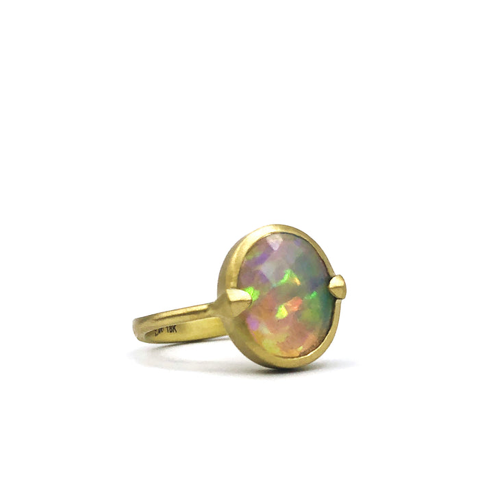 Faceted Ethiopian Opal Amazon Ring