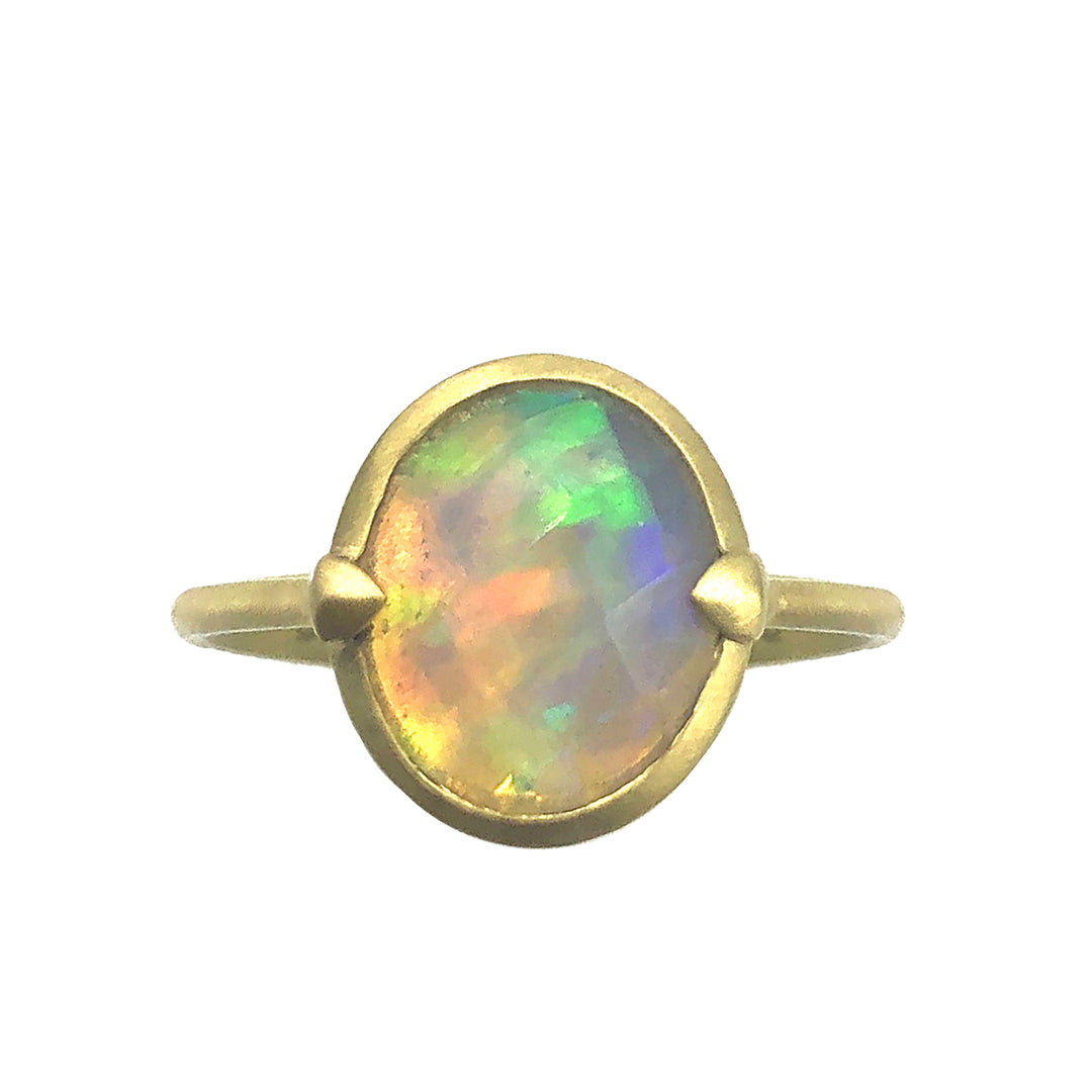 Faceted Ethiopian Opal Amazon Ring