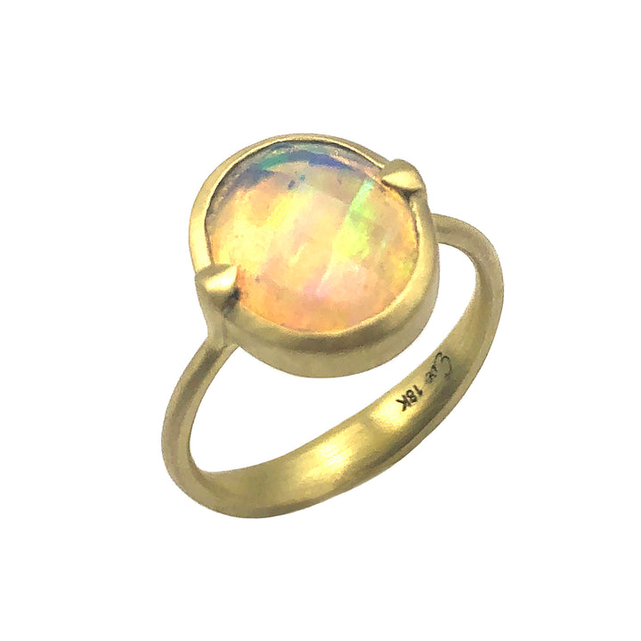 Faceted Ethiopian Opal Amazon Ring