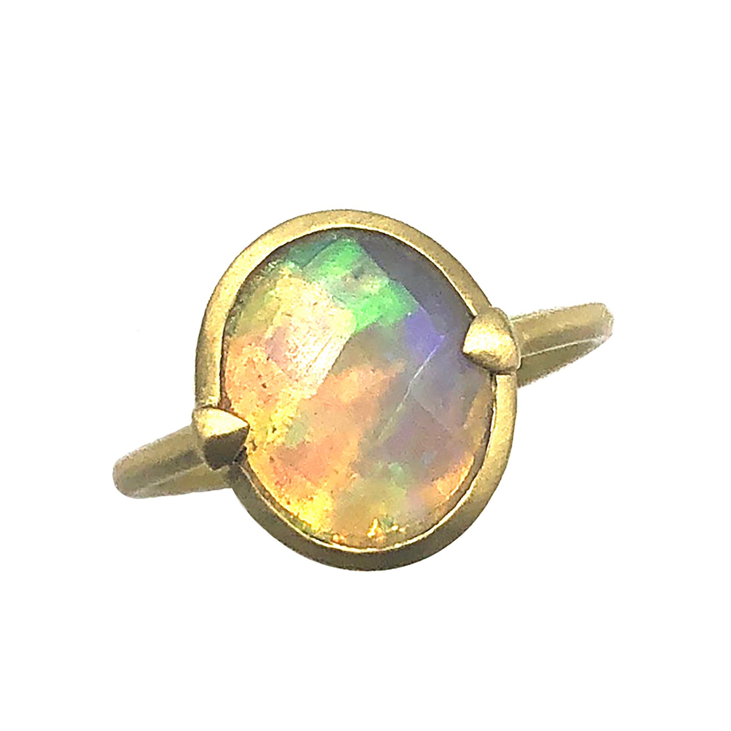 Faceted Ethiopian Opal Amazon Ring
