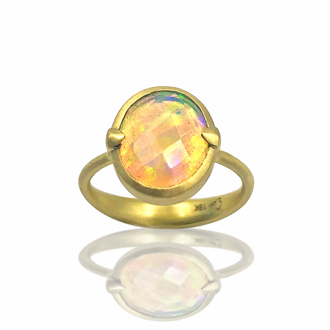 Faceted Ethiopian Opal Amazon Ring