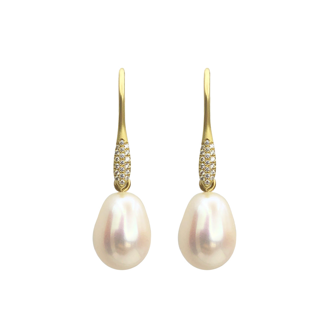 Pearl Pave Diamond Earrings