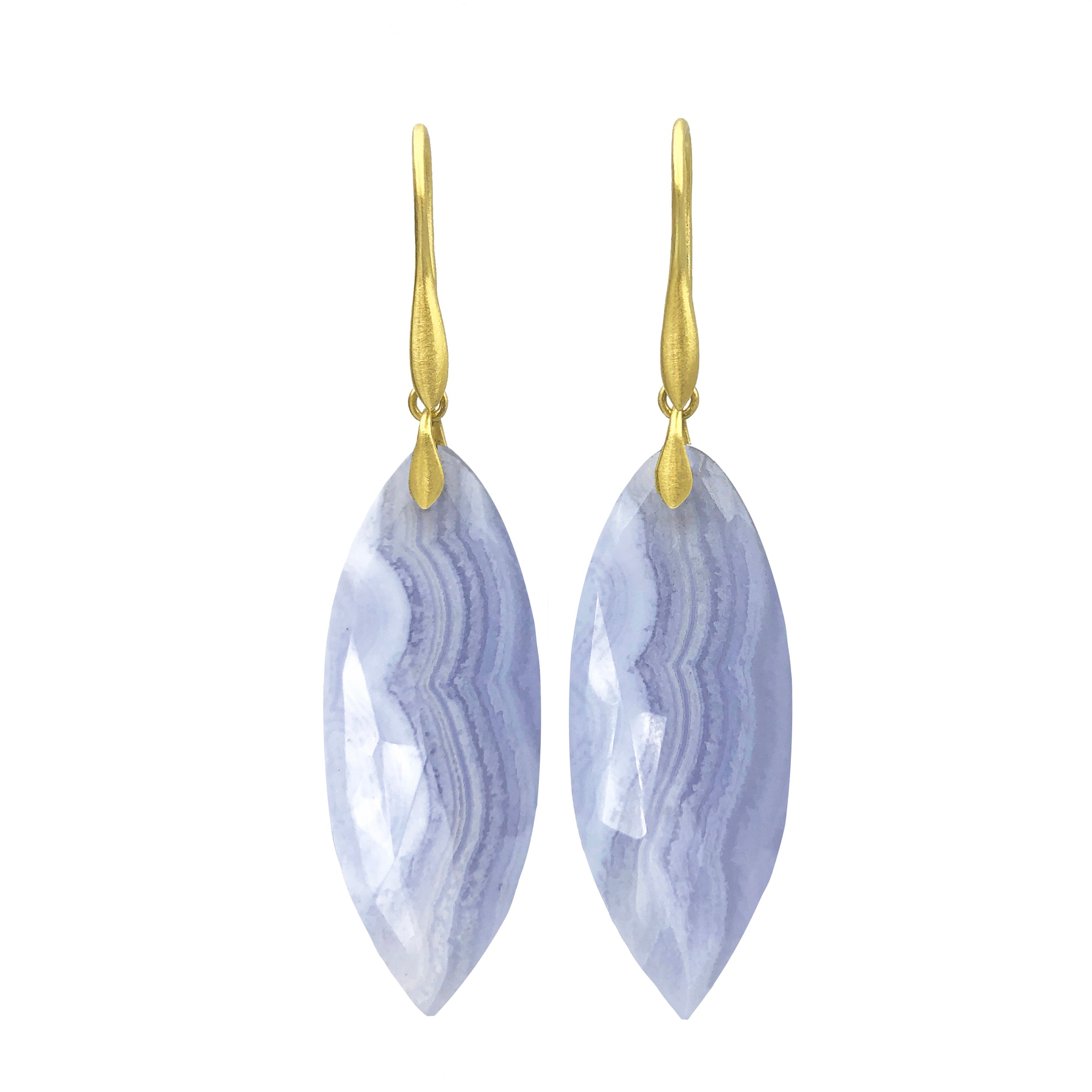 Blue Lace Agate Marquise Earrings