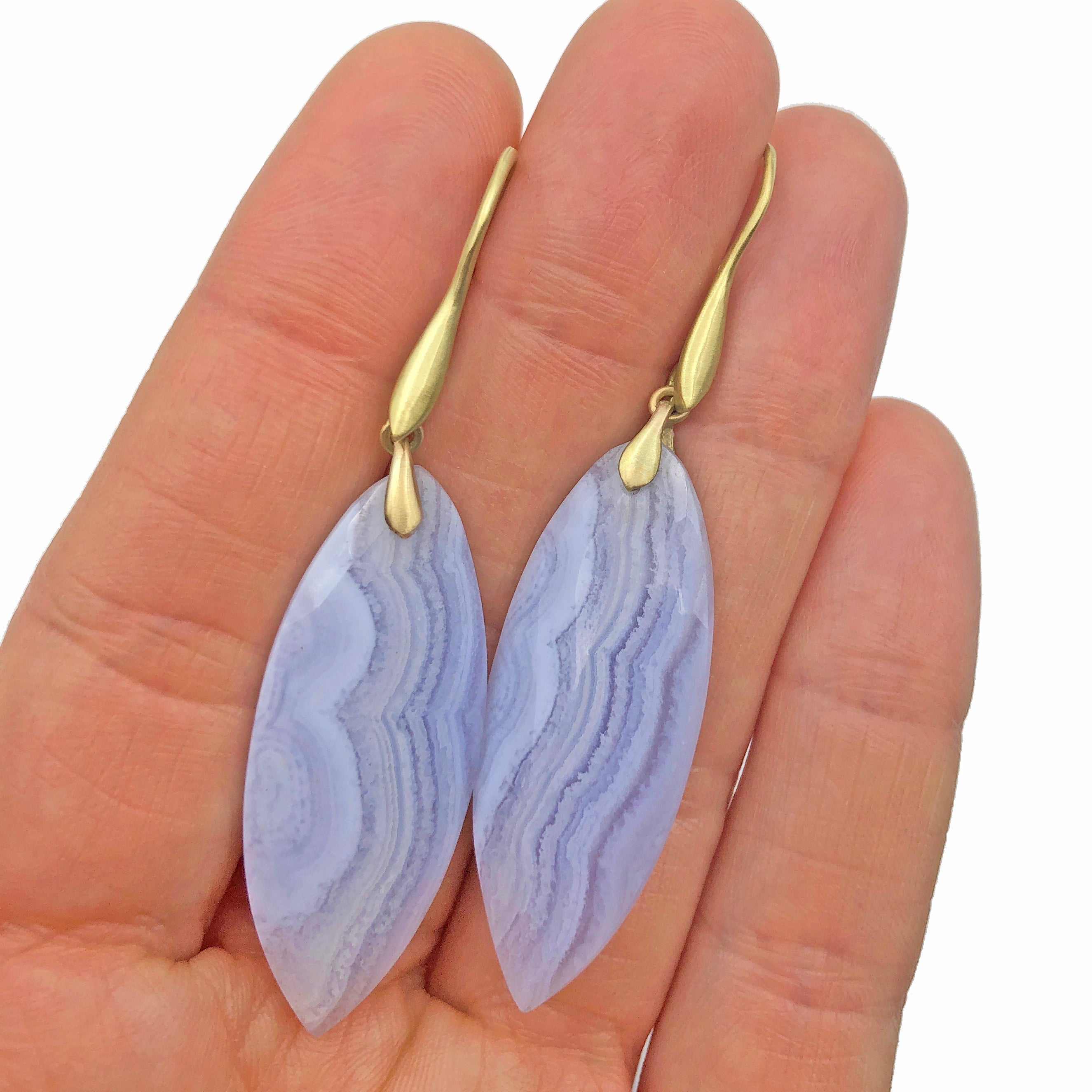 Blue Lace Agate Marquise Earrings