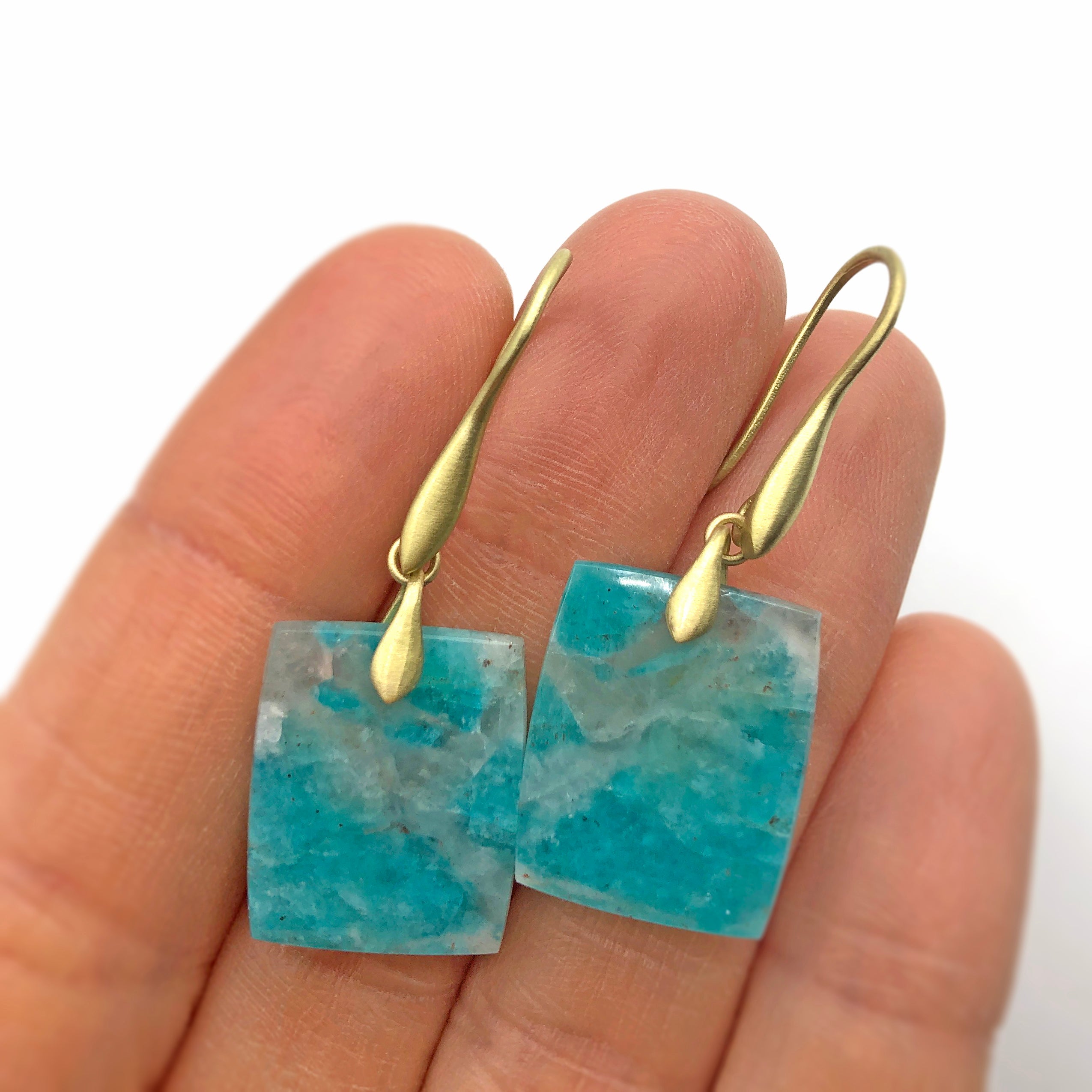 Amazonite in Quartz Earrings