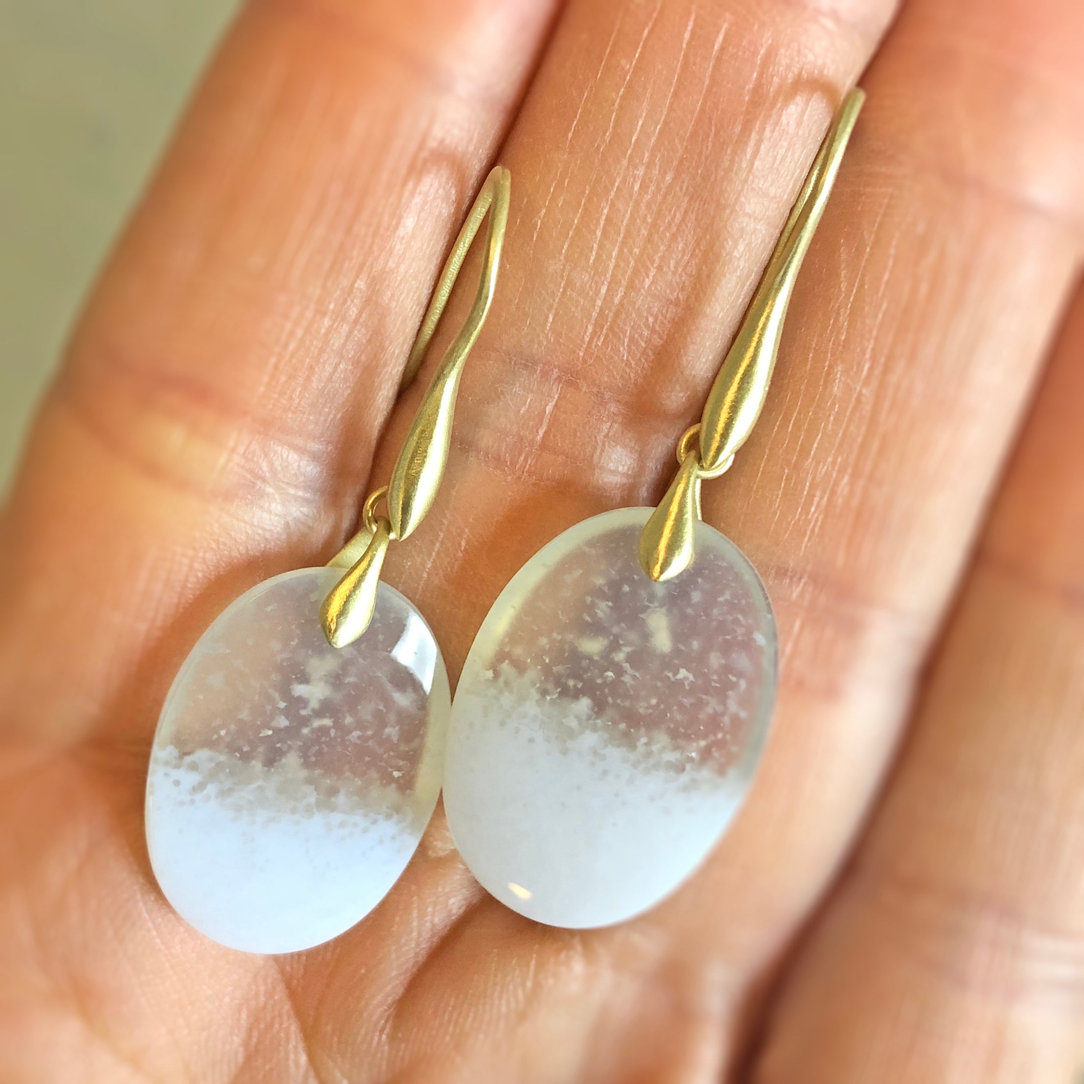 Oval Opal in Chalcedony Earrings