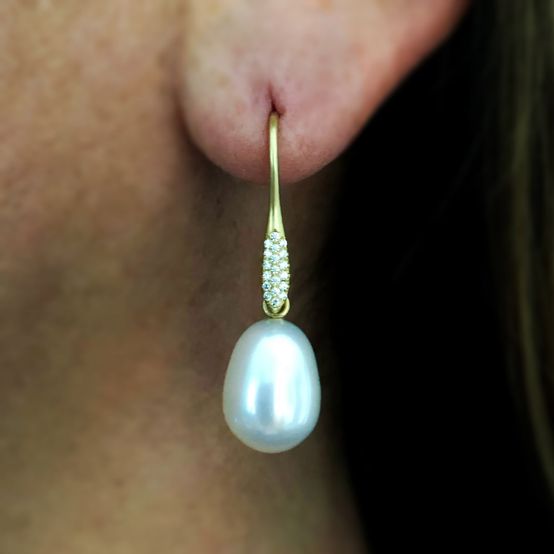 Pearl Pave Diamond Earrings
