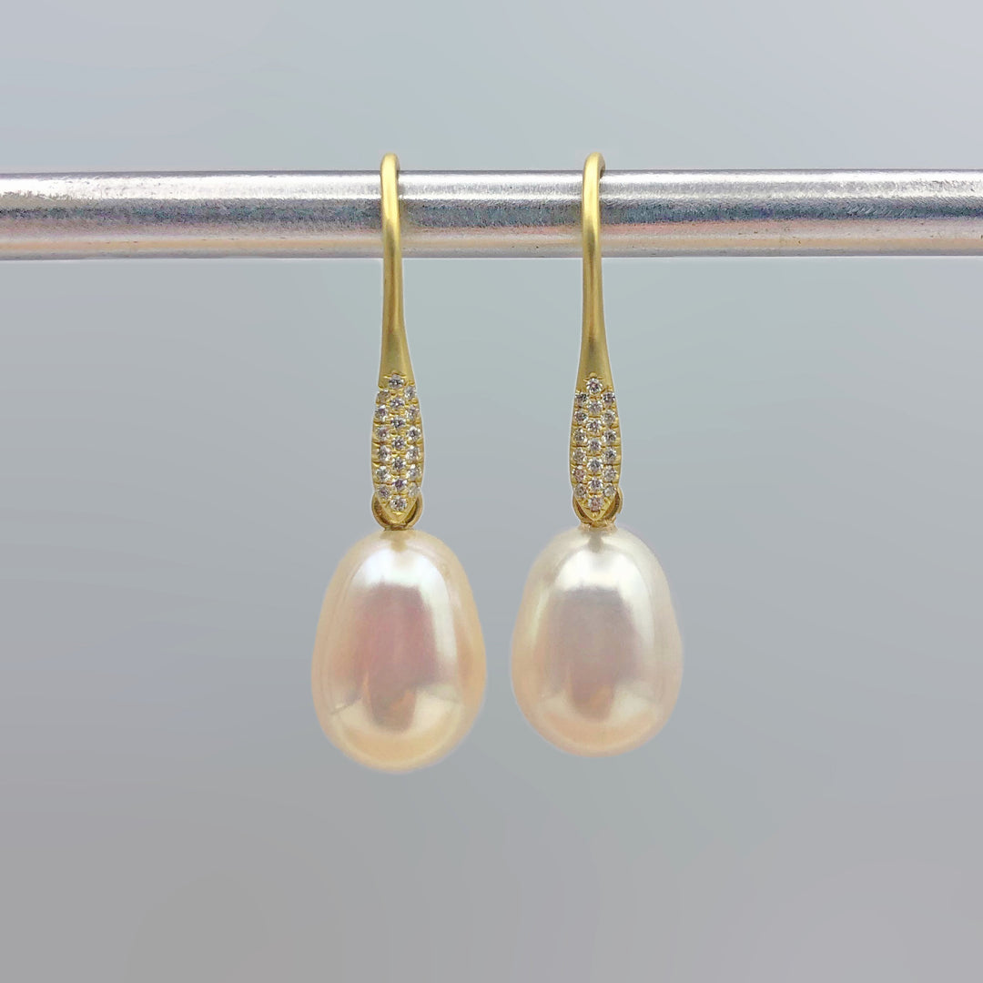 Pearl Pave Diamond Earrings