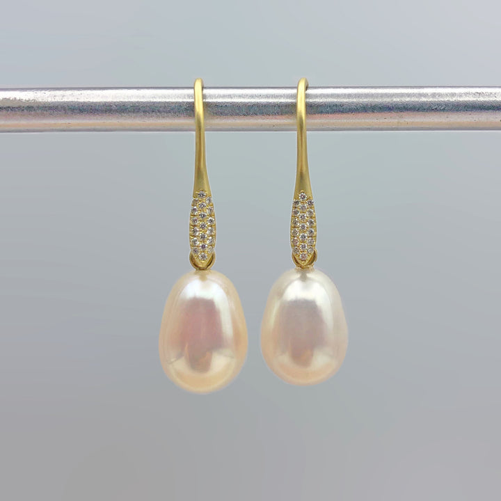 Pearl Pave Diamond Earrings