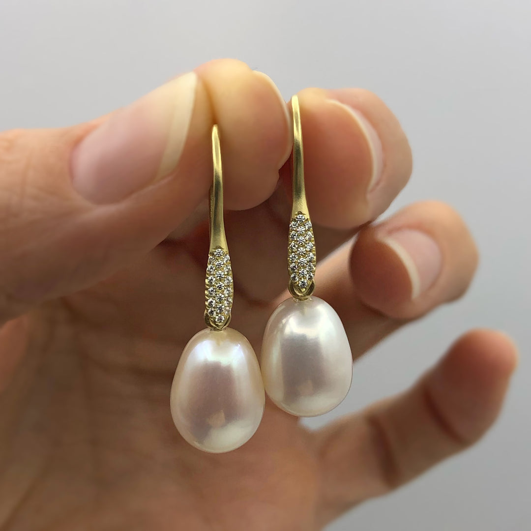 Pearl Pave Diamond Earrings