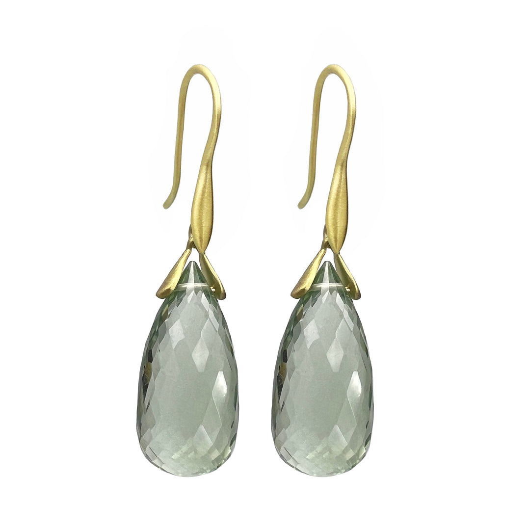 Faceted Prasiolite Briolette Trapeze Earrings