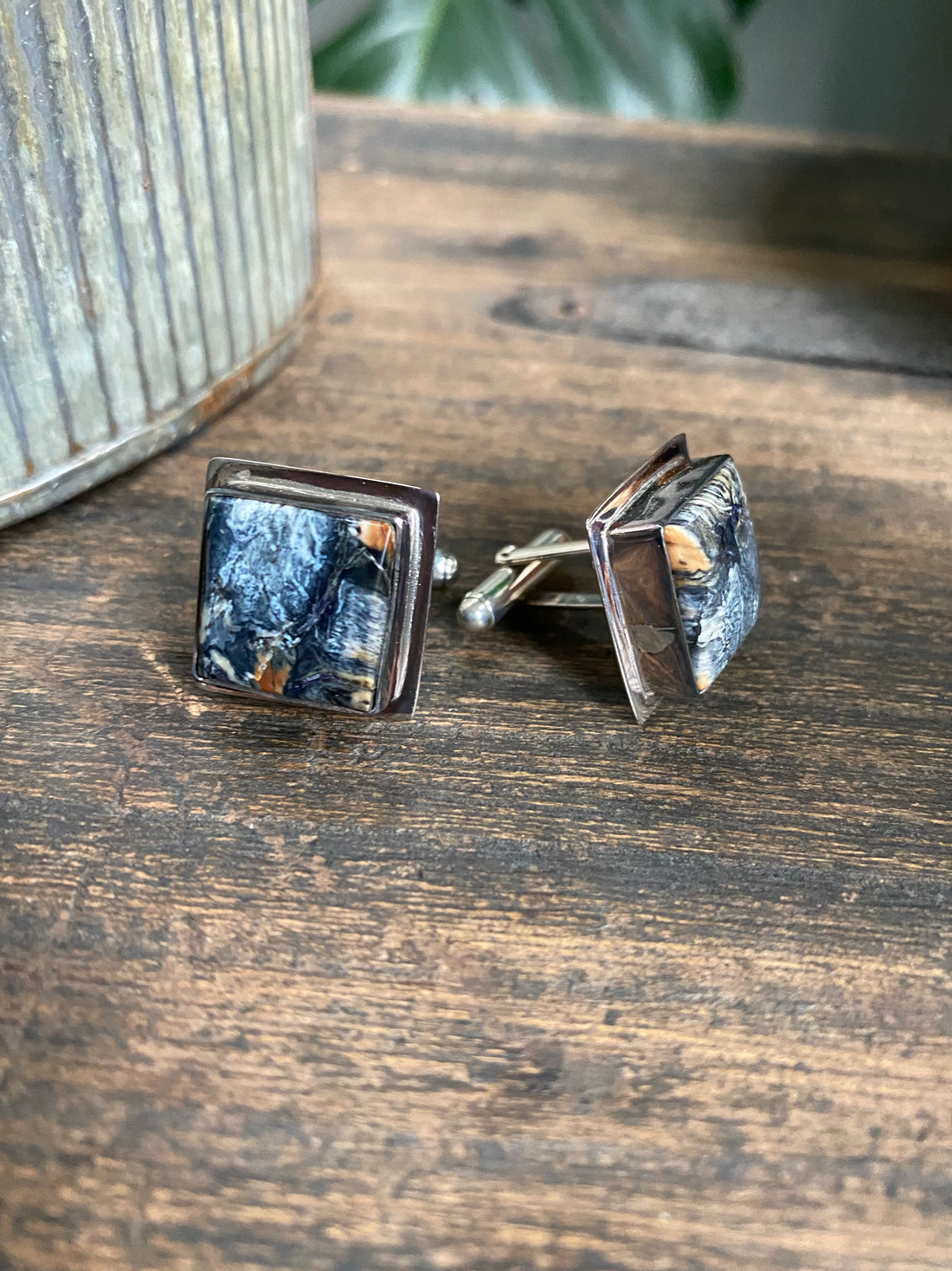 Domed Mammoth Tooth Square Cufflinks
