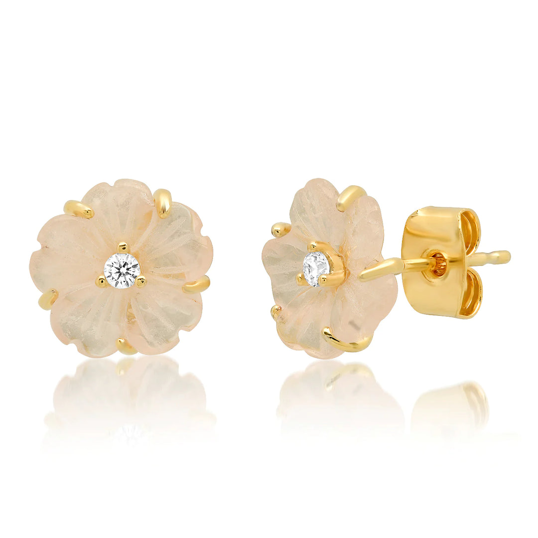 Carved Flower Post Earrings