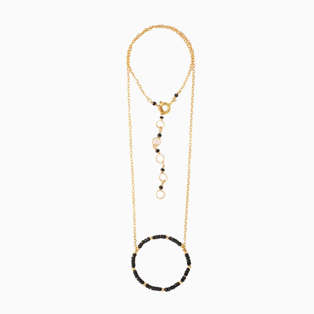 Black Garnet Circle Necklace