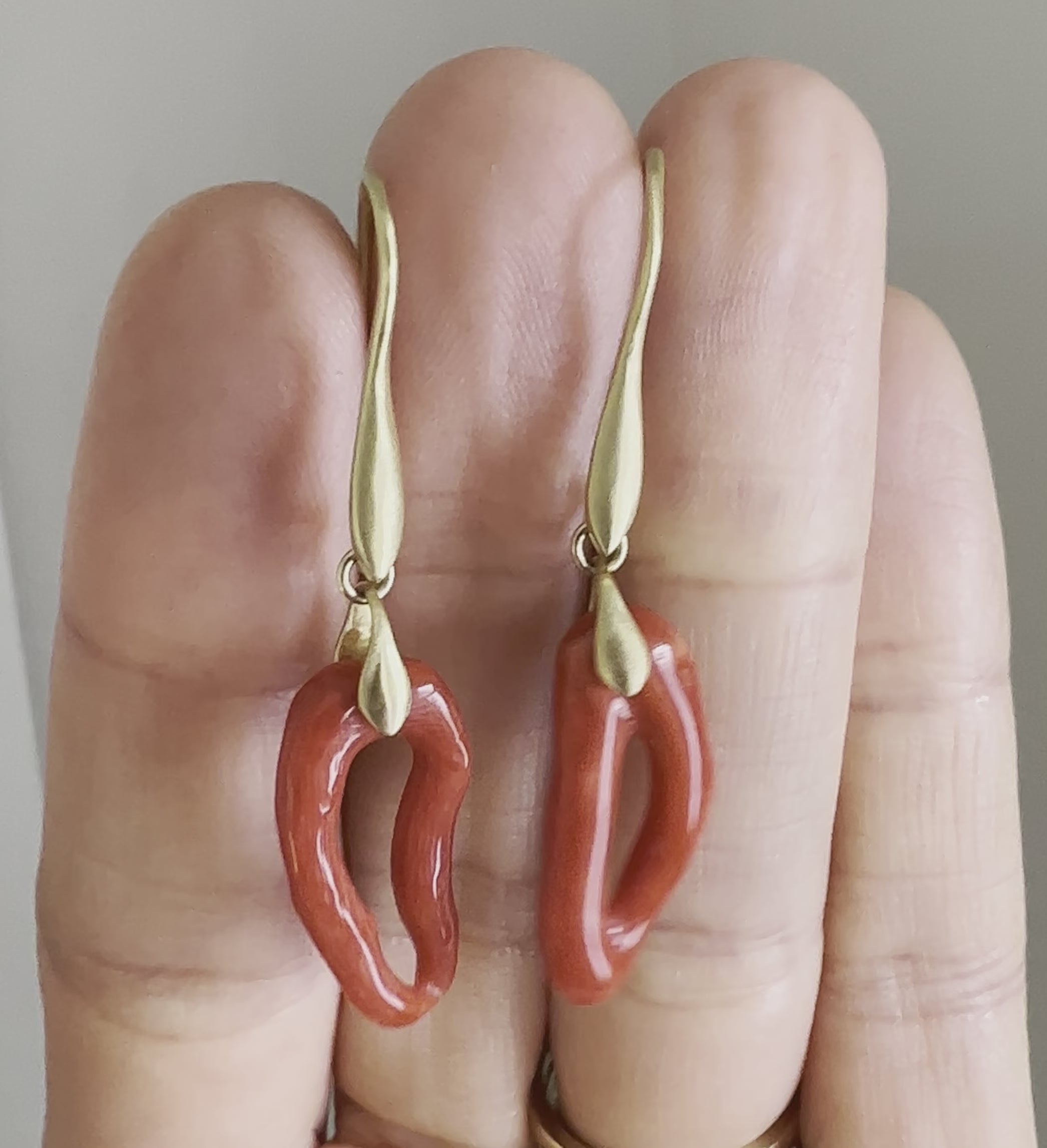 Red Coral Loop Earrings