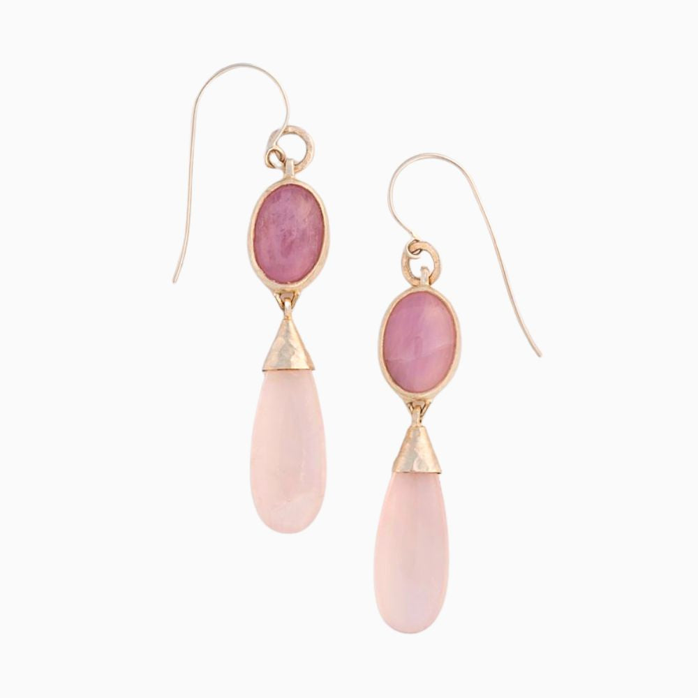 Double-Drop Kunzite & Rose Quartz Earrings